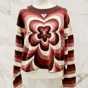 Stylish Multicolor Sweater with Floral Pattern